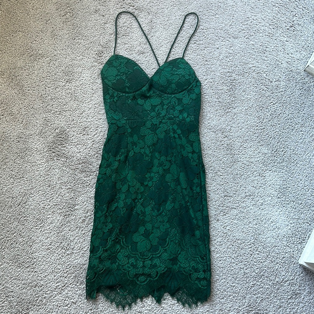 Hello Molly Forest green lace dress